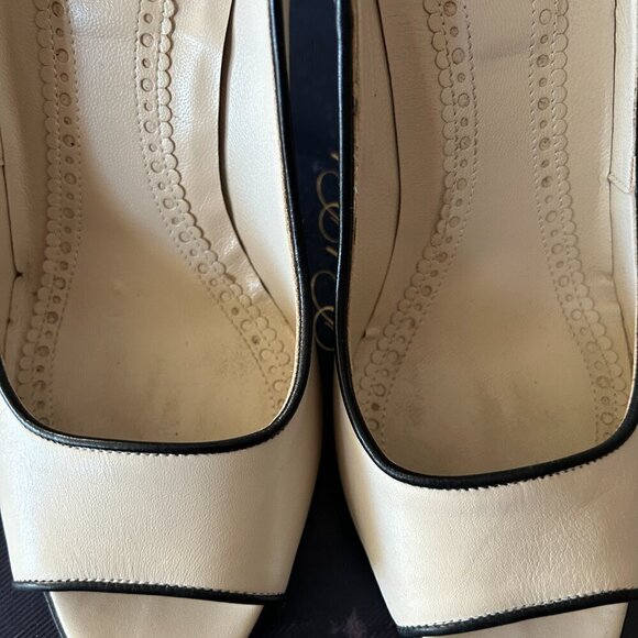 Brooks Brothers Ivory Leather Open Toe High Heel - Picture 7 of 8